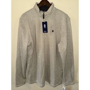 IZOD Mens Thermasoft Tech 1/4 Zip Fleece Sweater NWT Rock Heather Beige XLT